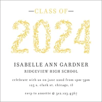 Floral Vine Year Square Graduation Invitation