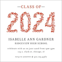 Floral Vine Year Square Graduation Invitation