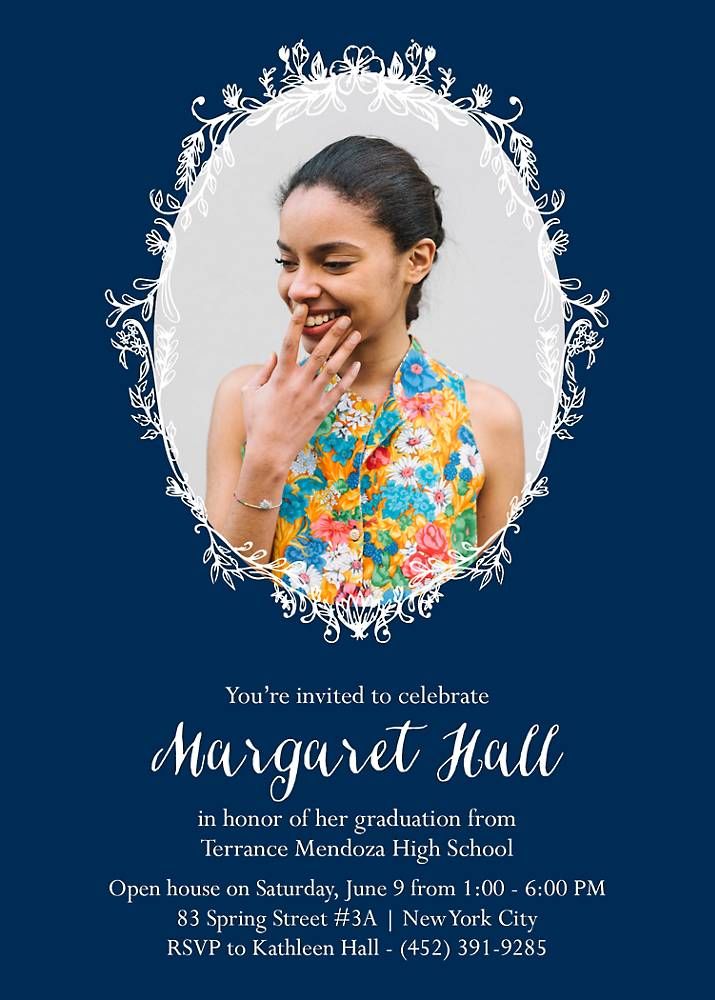 Floral Frame Graduation Invitation