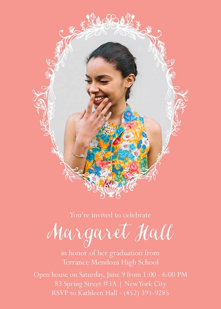 Floral Frame Graduation Invitation