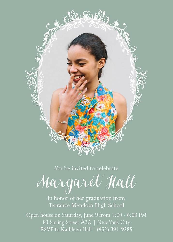 Floral Frame Graduation Invitation