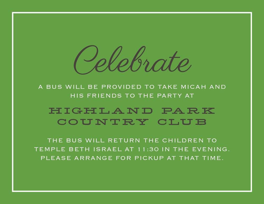 Football Bar Mitzvah Information Card