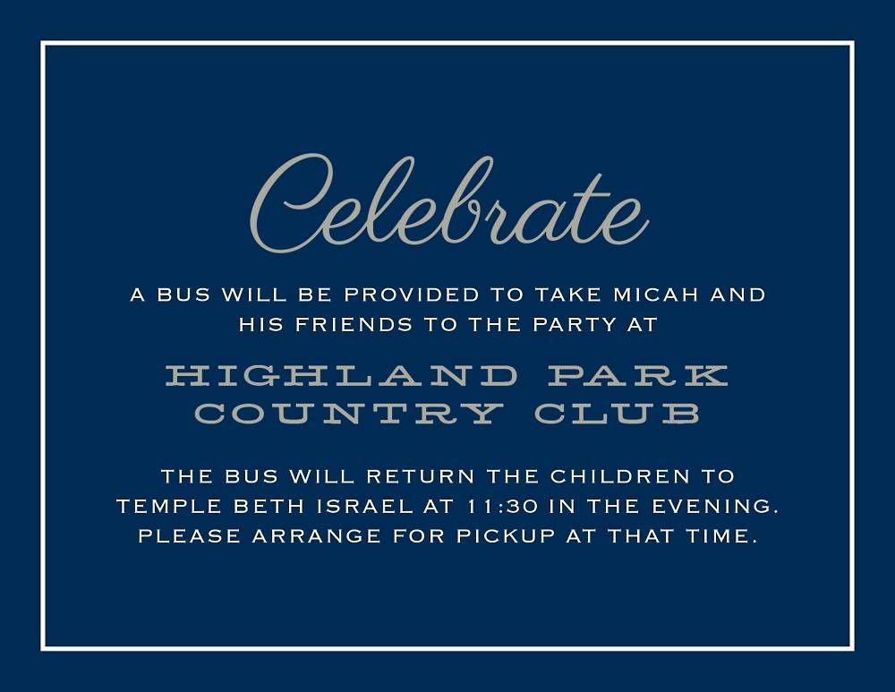Football Bar Mitzvah Information Card