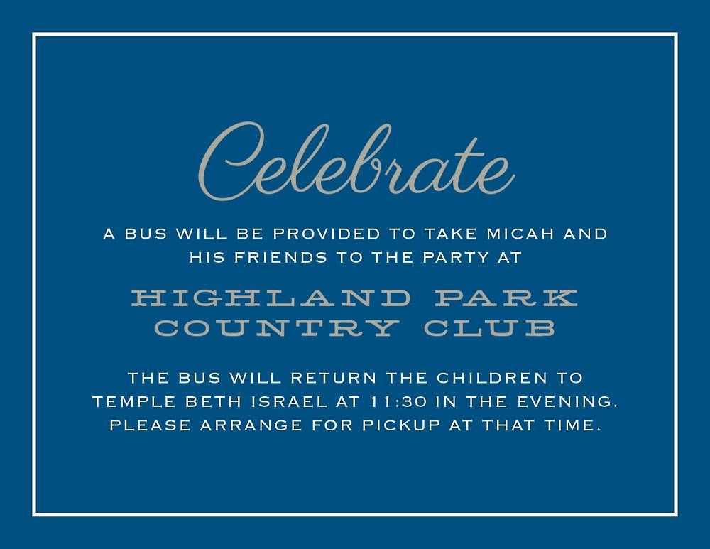 Football Bar Mitzvah Information Card