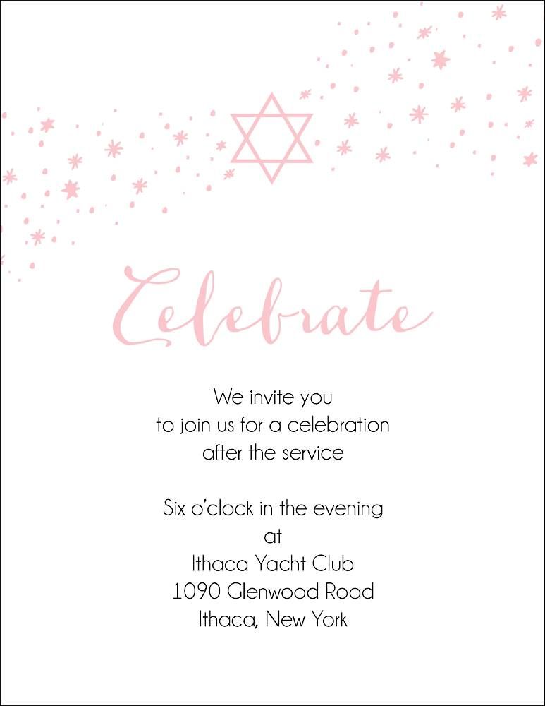 Shooting Star Bat Mitzvah Information Card