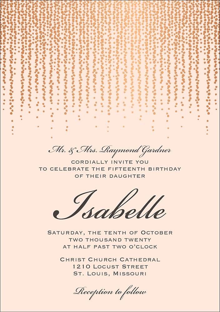 Chandelier Foil Quinceañera Invitation