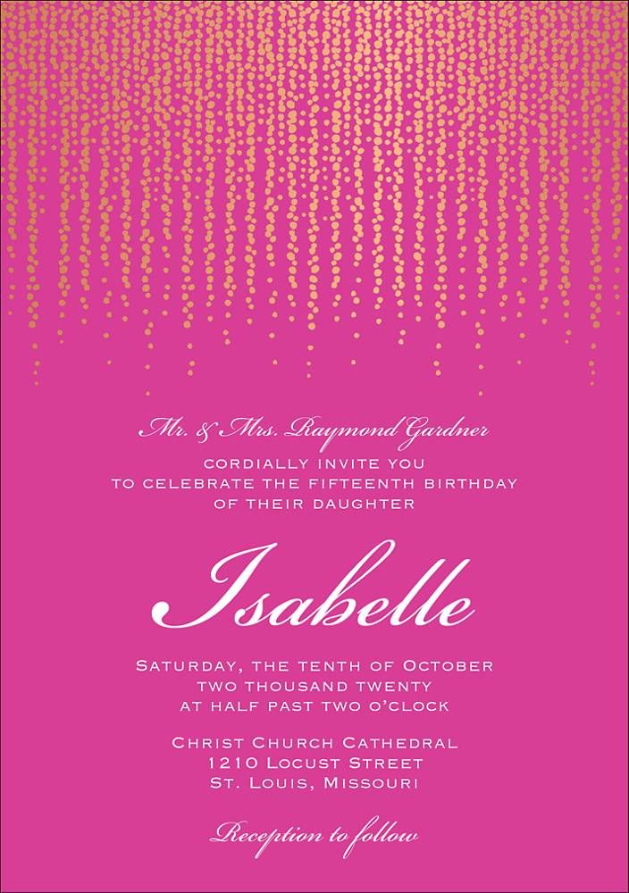 Chandelier Foil Quinceañera Invitation