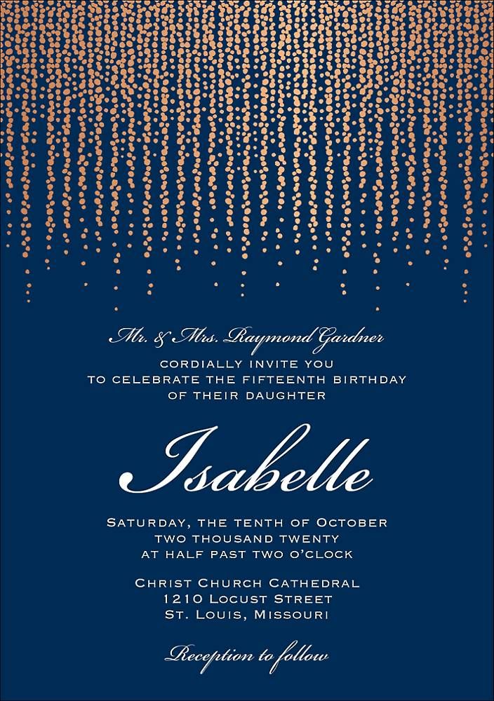 Chandelier Foil Quinceañera Invitation