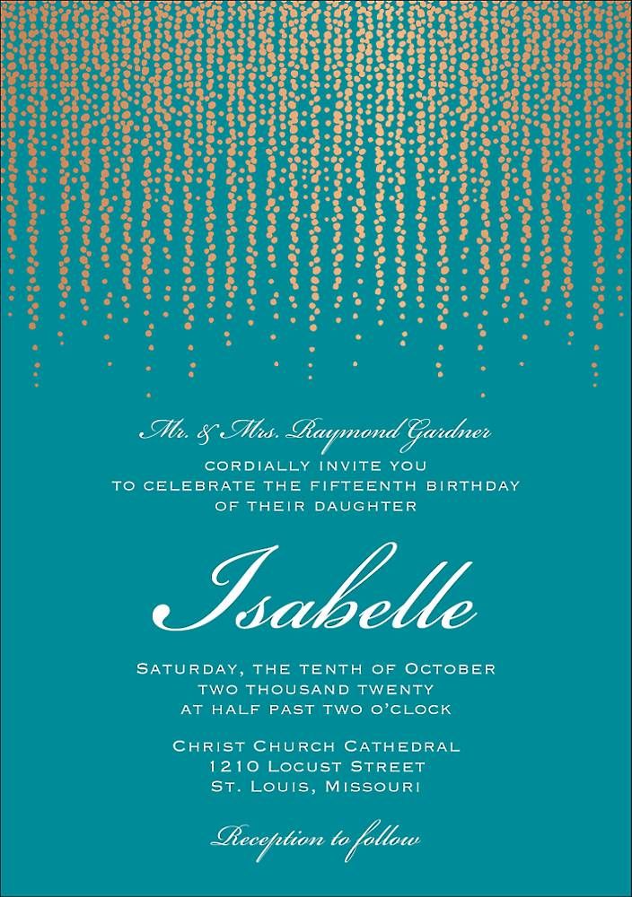Chandelier Foil Quinceañera Invitation