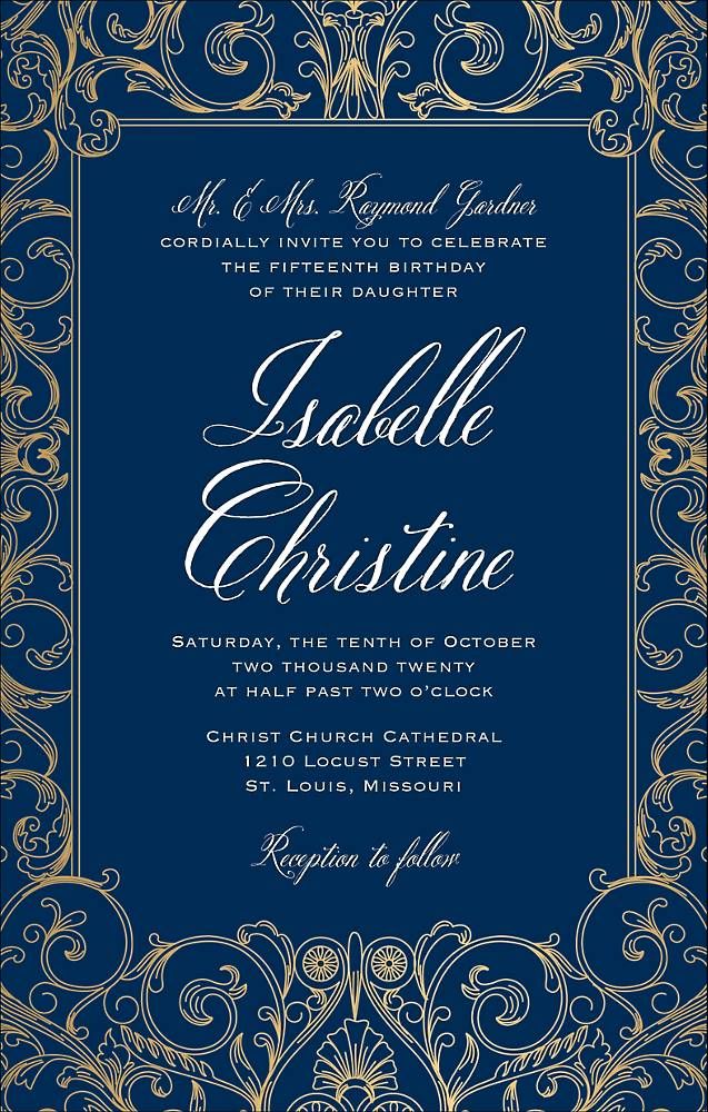Baroque Foil Quinceañera Invitation