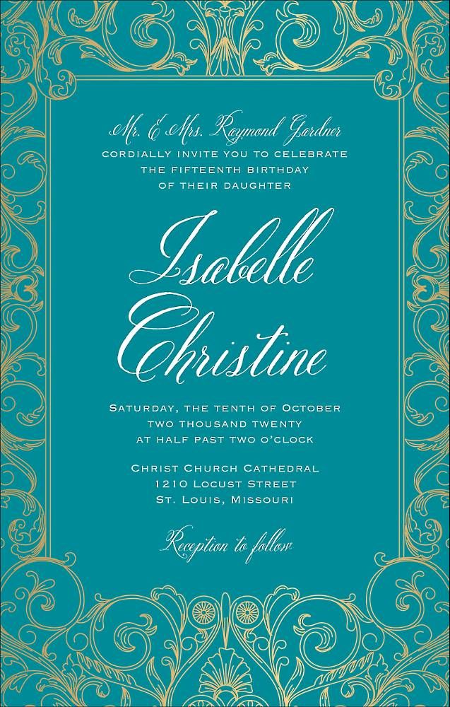 Baroque Foil Quinceañera Invitation