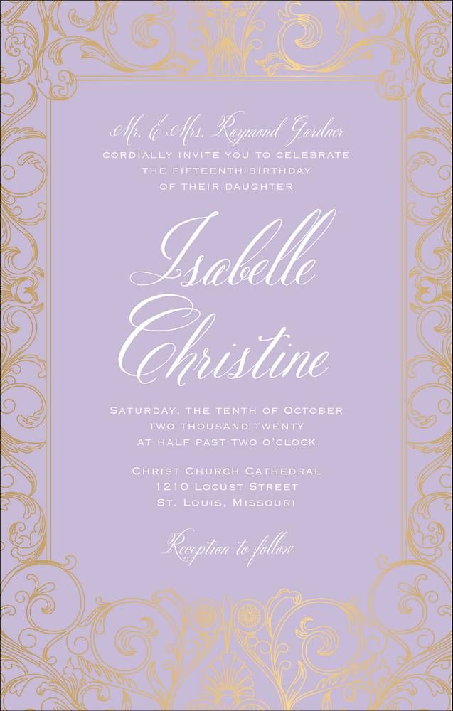 Baroque Foil Quinceañera Invitation