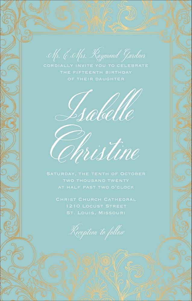 Baroque Foil Quinceañera Invitation