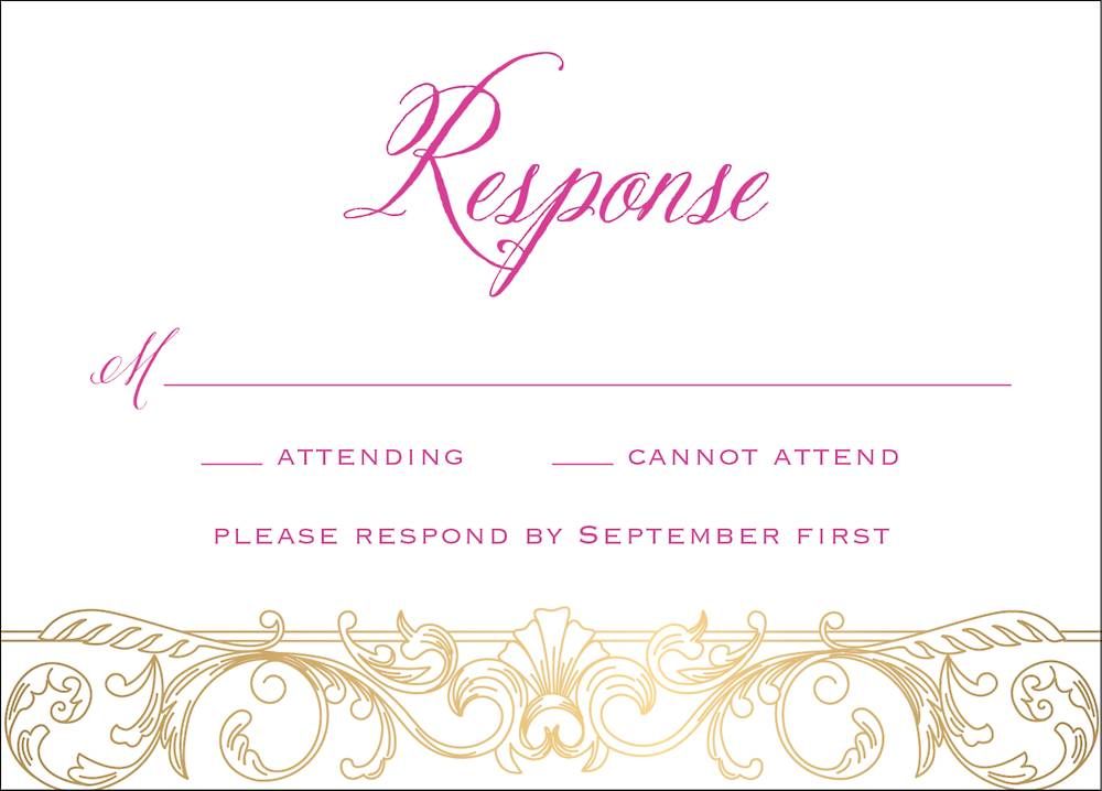 Baroque Foil Quinceañera Response Card