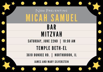 Hollywood Bar Mitzvah Invitation