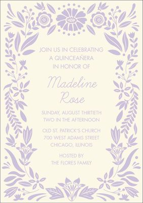 Floral Frame Quinceañera Invitation