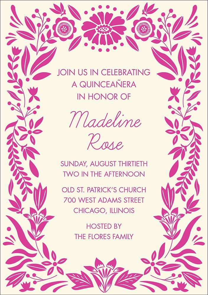Floral Frame Quinceañera Invitation