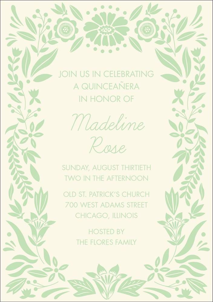 Floral Frame Quinceañera Invitation