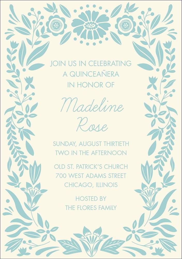 Floral Frame Quinceañera Invitation