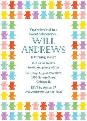 Rainbow Bears Birthday Party Invitation