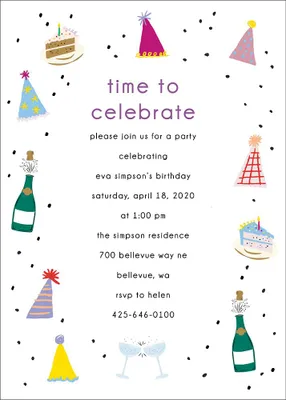 Birthday Icons Birthday Party Invitation