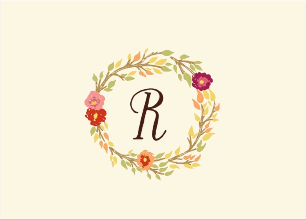 Watercolor Wreath Monogram Stationery