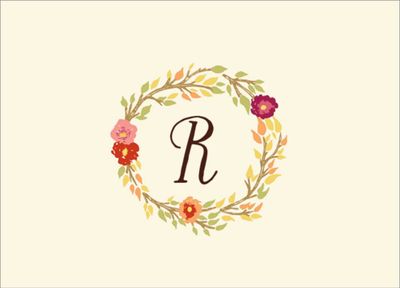 Watercolor Wreath Monogram Stationery