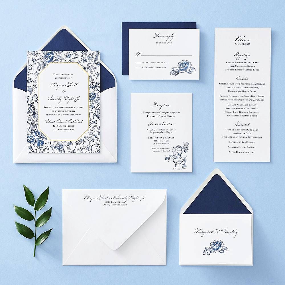 French Toile Wedding Invitation