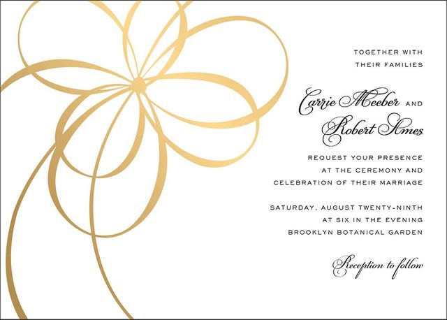 Floral Silhouette Foil Wedding Invitation
