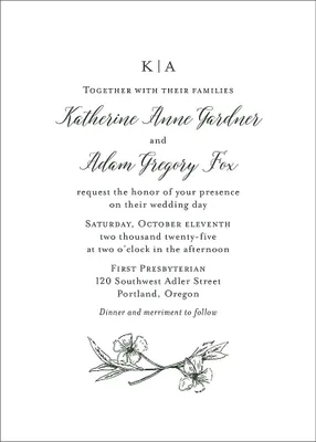 Cypress Flower Wedding Invitation