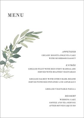 Greenery Wreath Menu