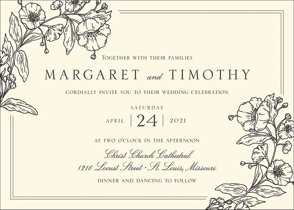 Blossom Border Wedding Invitation