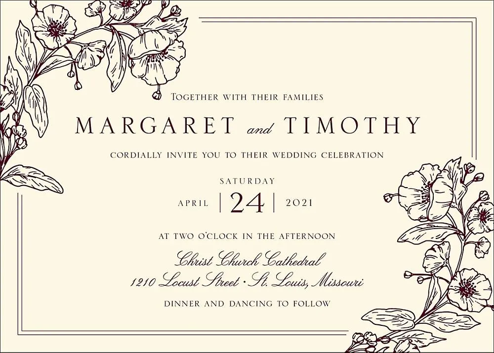 Blossom Border Wedding Invitation