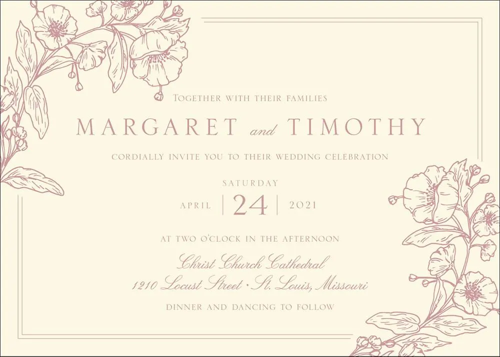 Blossom Border Wedding Invitation