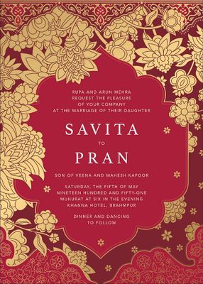 Sanganeri Foil Wedding Invitation