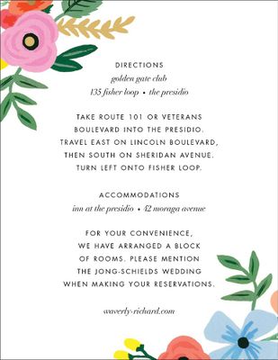 Stitched Bouquet Information Card