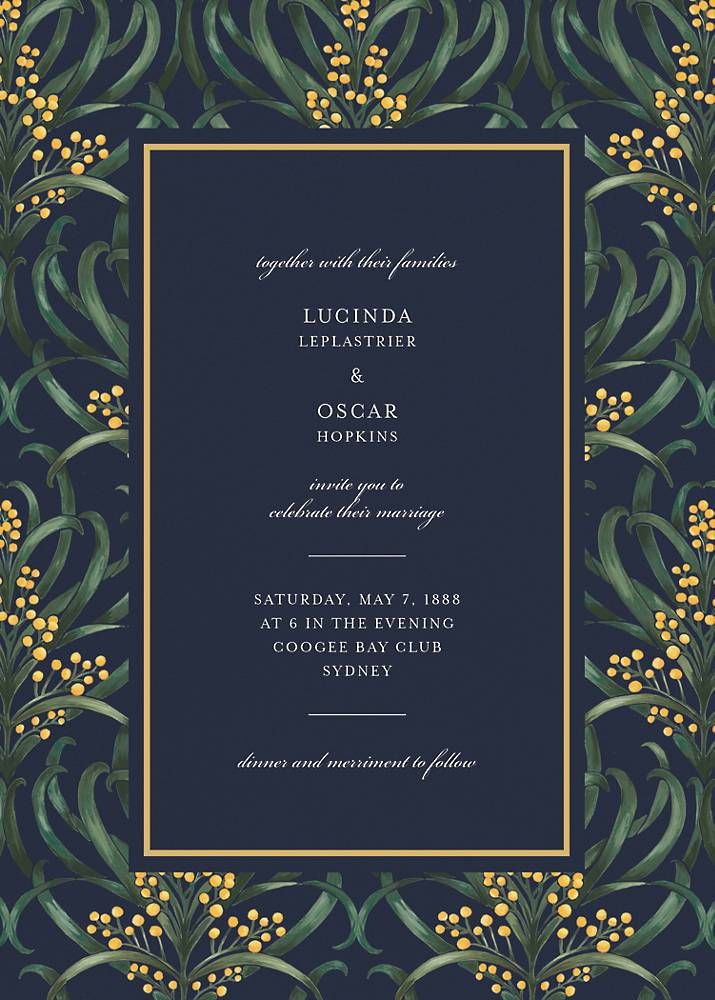 Flowering Mimosa Wedding Invitation