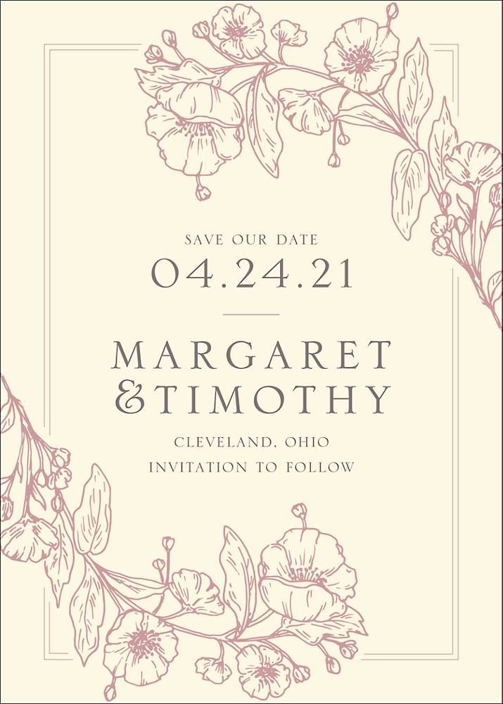 Blossom Border Save The Date Card