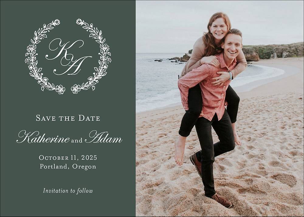 Botanical Crest Save The Date Card