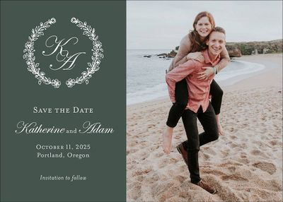 Botanical Crest Save The Date Card