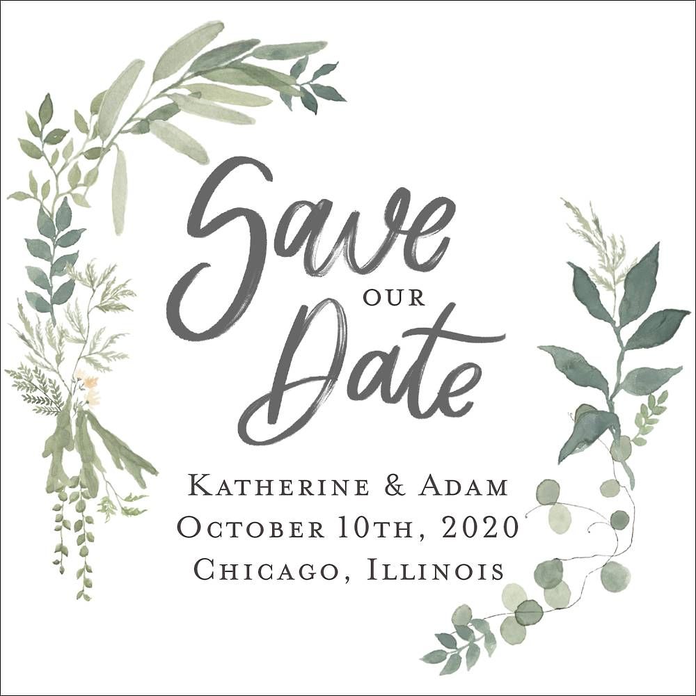 Verdant Wreath Save The Date Card