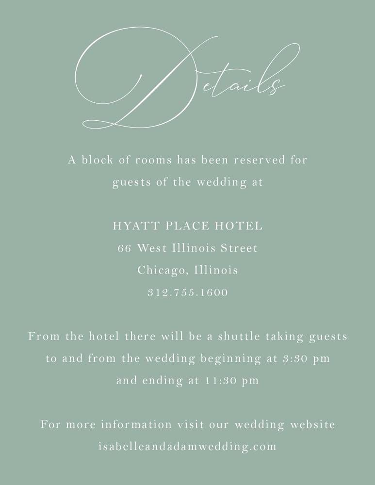 Chantilly Script Information Card
