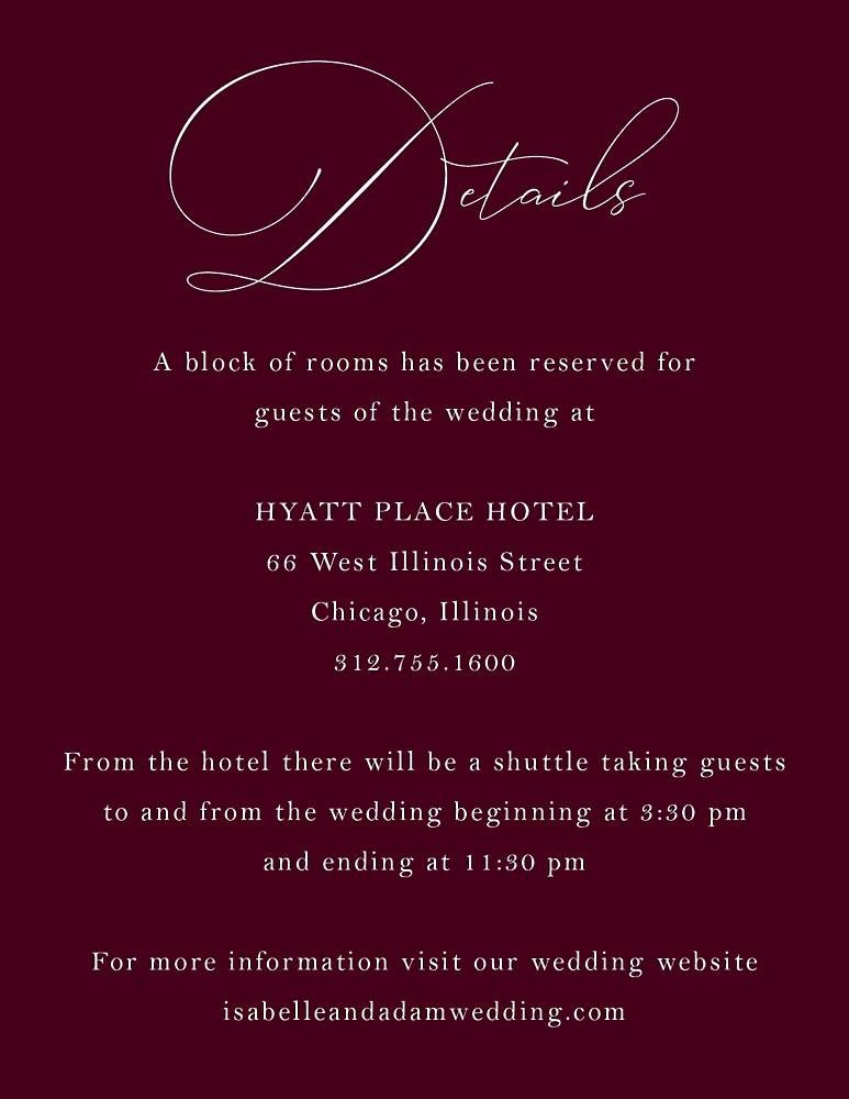 Chantilly Script Information Card