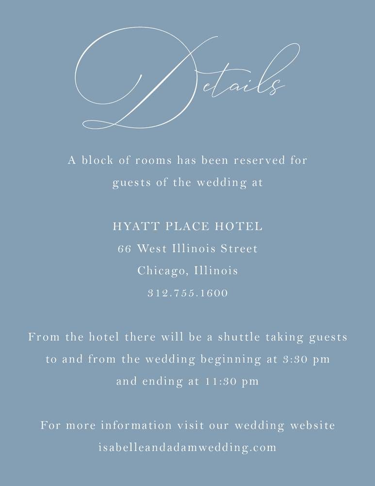 Chantilly Script Information Card