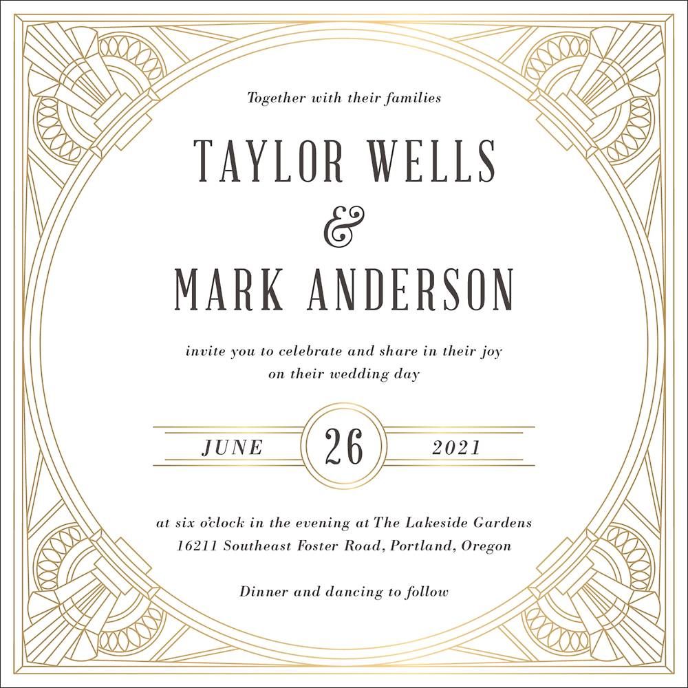 Golden Age Foil Stamped Wedding Invitation