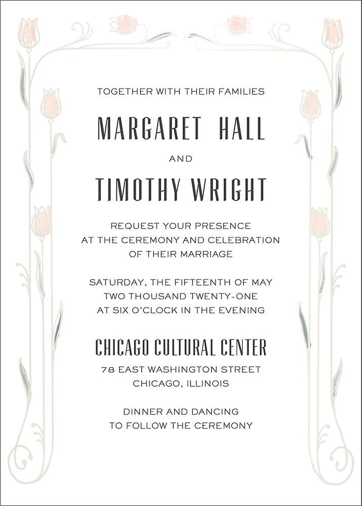 Nouveau Tulips Foil Stamped Wedding Invitation