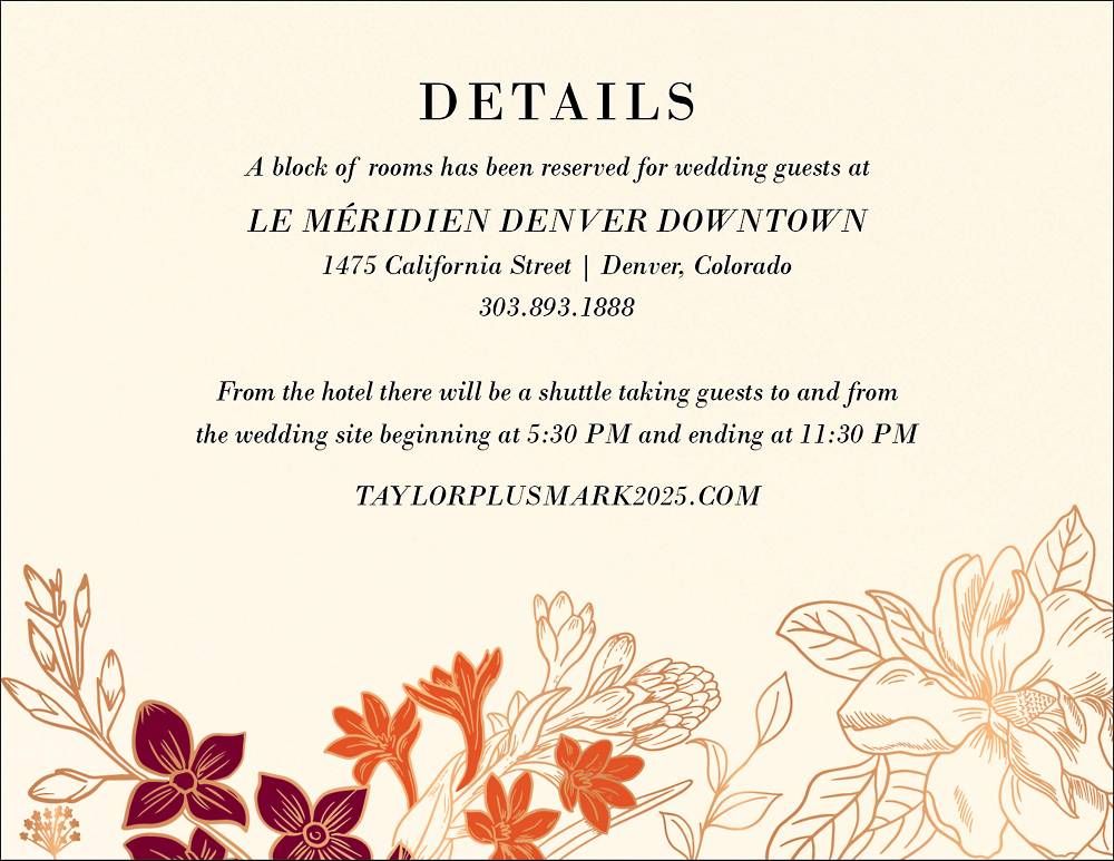 Etched Garden Blooms Foil Information Card