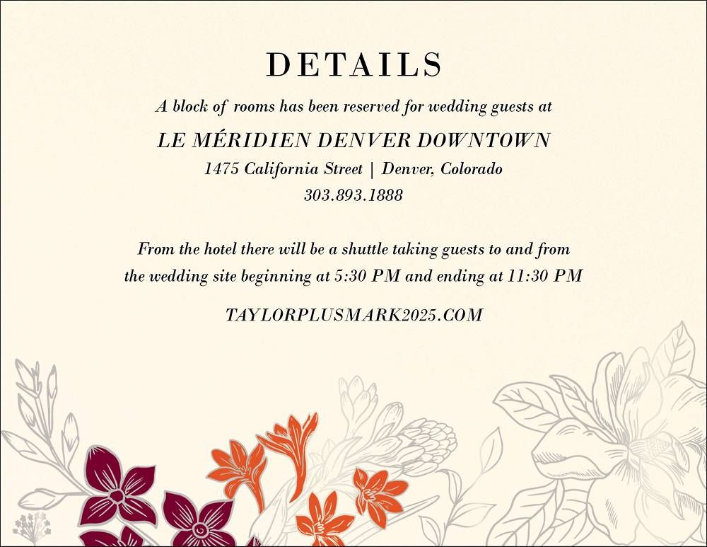 Etched Garden Blooms Foil Information Card