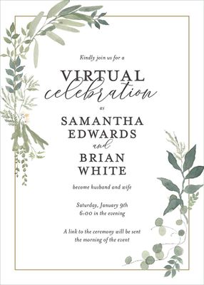 Verdant Wreath Wedding Announcement