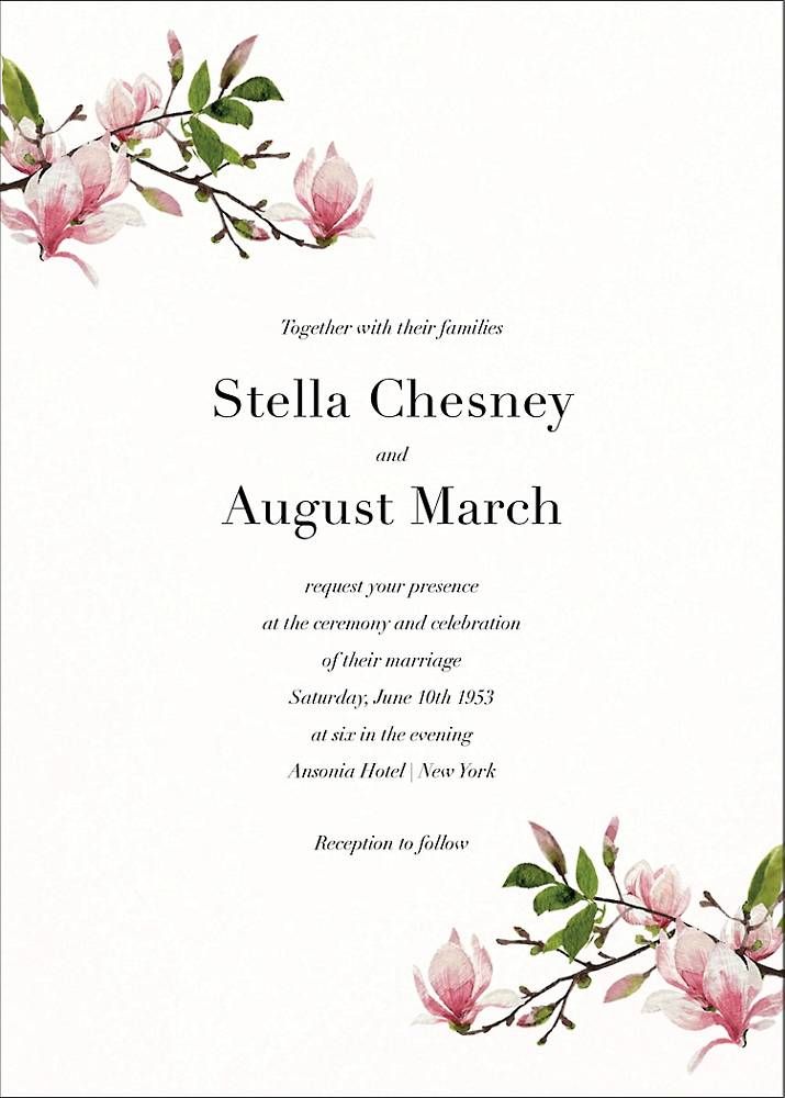 Magnolia Branches Wedding Invitation